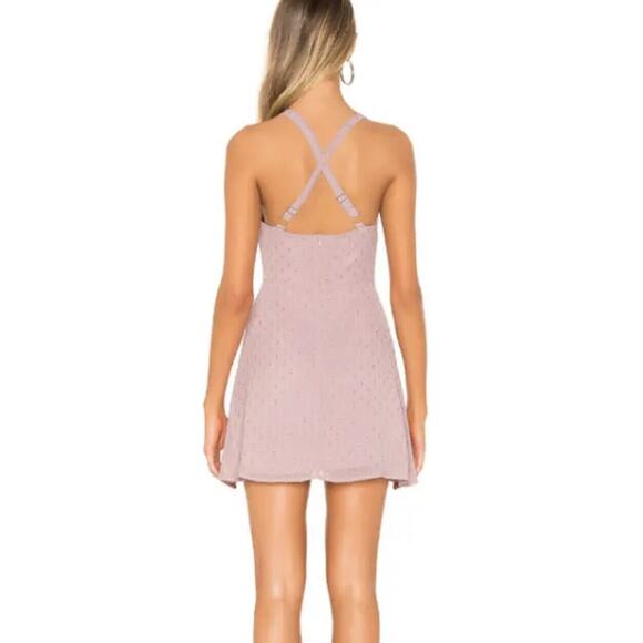 NWT Revolve x Superdown Kiki Dress •M• Mauve Strap criss-cross Fit & Flare Dress - Picture 2 of 13